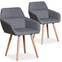Set van 2 Scandinavische stoelen / fauteuils Frida lichtgrijze stof