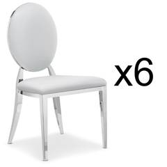 6er-Set Medaillon-Stühle Sofia Simili Weiß