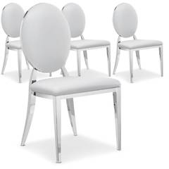 Lote de 4 sillas Sofia cromada PU blanco