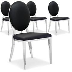 Set di 4 sedie Sofia a medaglione nero