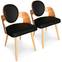 Galway Set mit 2 skandinavischen Stühlen Naturholz und Kunstlederbezug Schwarz