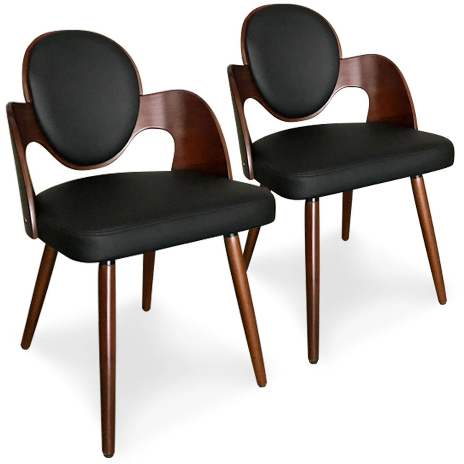 Set van 2 Scandinavische Galway stoelen in hazelnoot en zwart hout