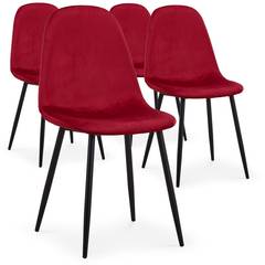 Set van 4 Gao roodfluwelen stoelen