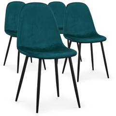 Lote de 4 sillas nórdicas Gao, terciopelo verde