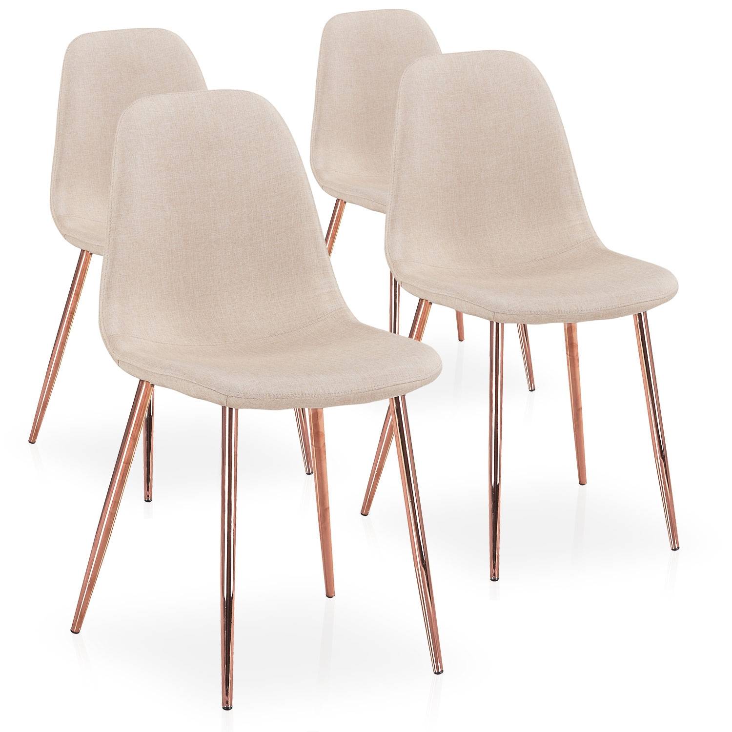 Set di 6 sedie scandinave imbottite, con gambe in legno per sala da