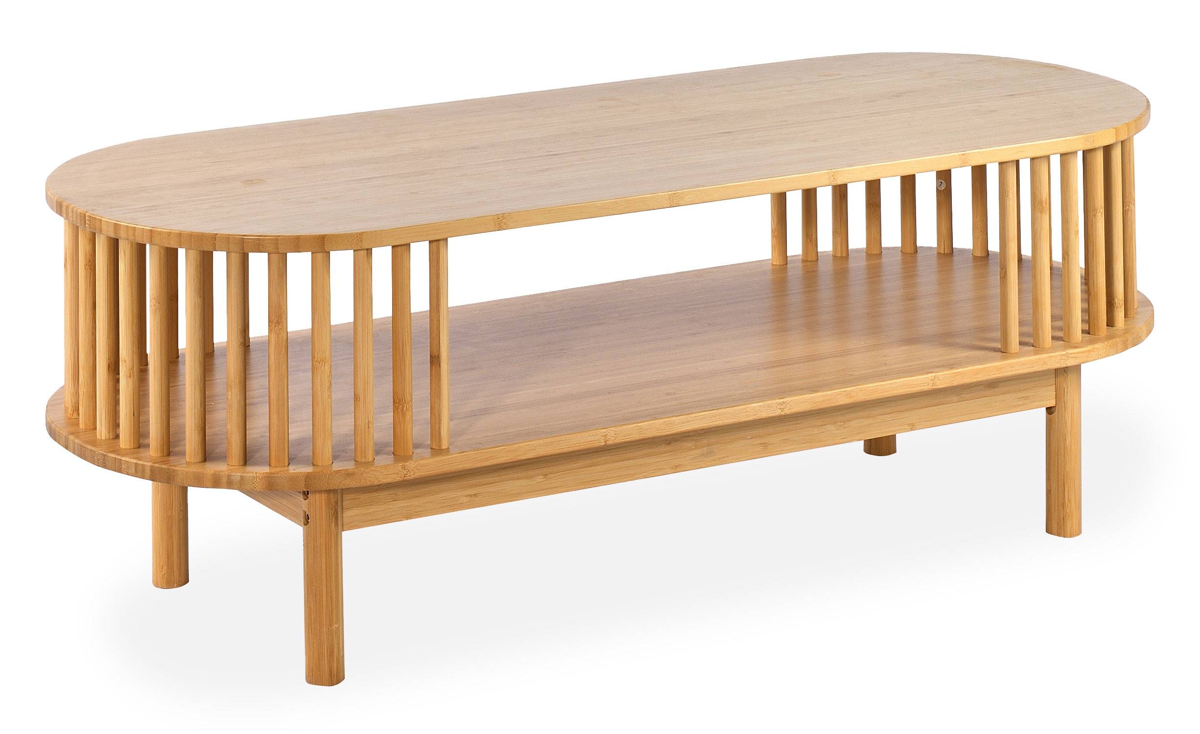 Table basse moderne à barreaux Gariong L100cm Bambou