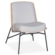 Moderner Sessel Gauguin Holz und Stoff Hellgrau