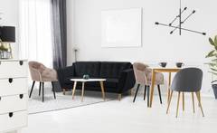 Sofa estilo escandinavo Gibus 3 plazas tela negra