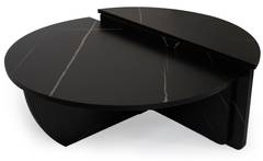 Lote de 2 mesas de centro de diseño Glowik Efecto mármol negro