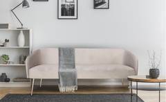 Goldman 3-Sitzer Sofa mit goldenen Füßen und Samtbezug Taupe