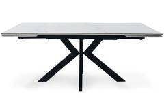 Table extensible moderne Grimione Céramique effet marbre blanc pieds Noir