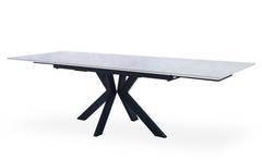Table extensible moderne Grimione Céramique effet marbre gris pieds Noir