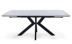 Tavolo moderno allungabile Grimione Ceramica effetto marmo grigio Gambe nere