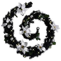 Guirlande de Noël Denise 2,7m Noir fleur Blanc avec LED