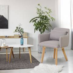 Set van 20 Scandinavische Gybson stoelen / fauteuils Beige stof