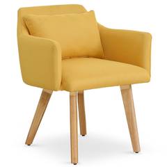 Set van 20 Scandinavische Gybson gele stoffen stoelen / fauteuils