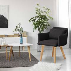 Set van 20 Scandinavische Gybson stoelen / fauteuils in zwarte stof