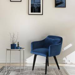Gybson Set mit 2 Sesseln im skandinavischen Stil mit Samtbezug Blau