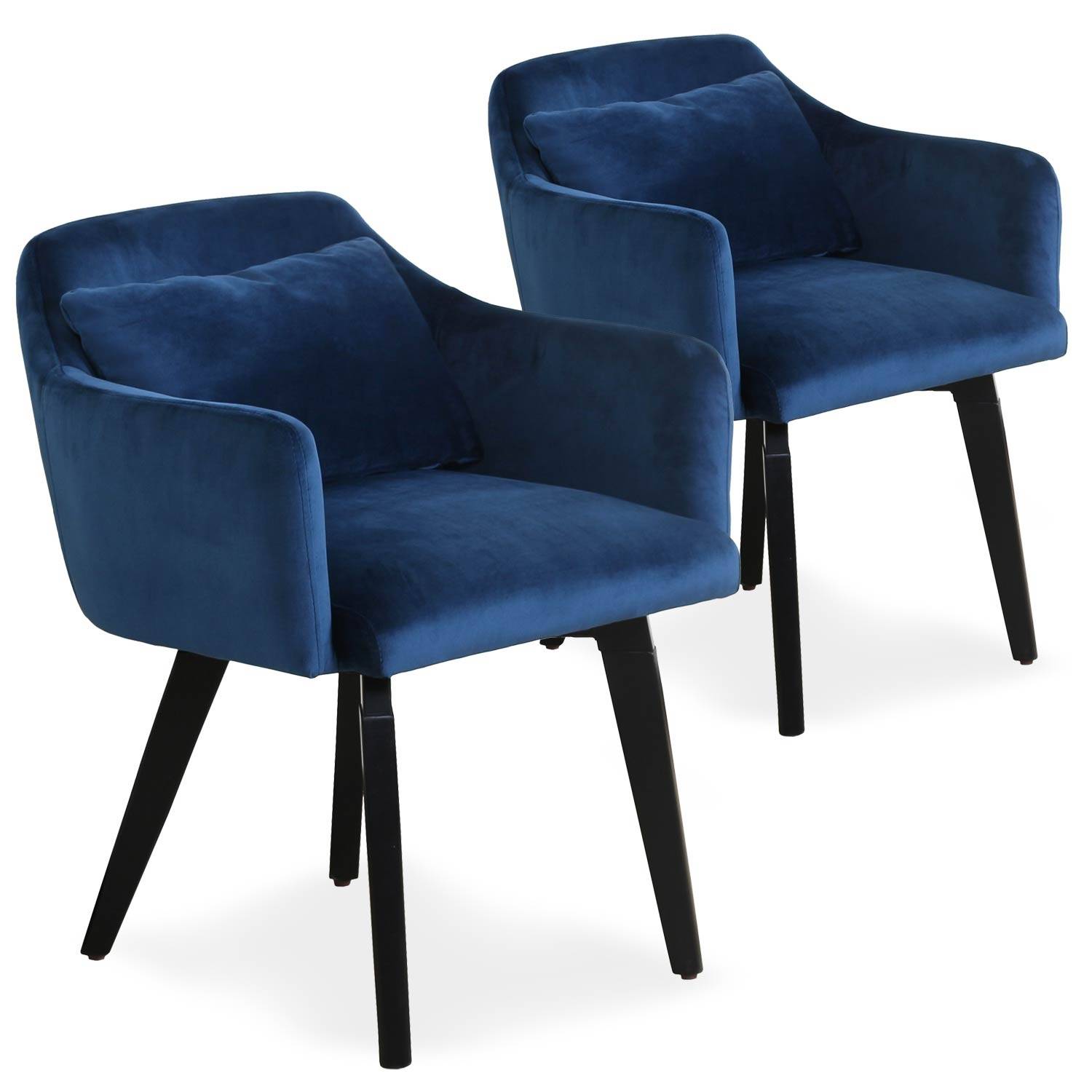 Set van 2 Gybson Blauw Velvet Scandinavische fauteuils