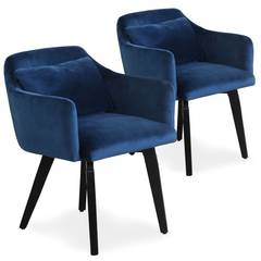 Gybson Set mit 2 Sesseln im skandinavischen Stil mit Samtbezug Blau