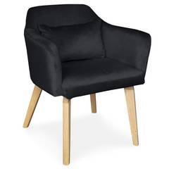 Gybson Skandinavischer Stuhl / Sessel mit Samtbezug Schwarz