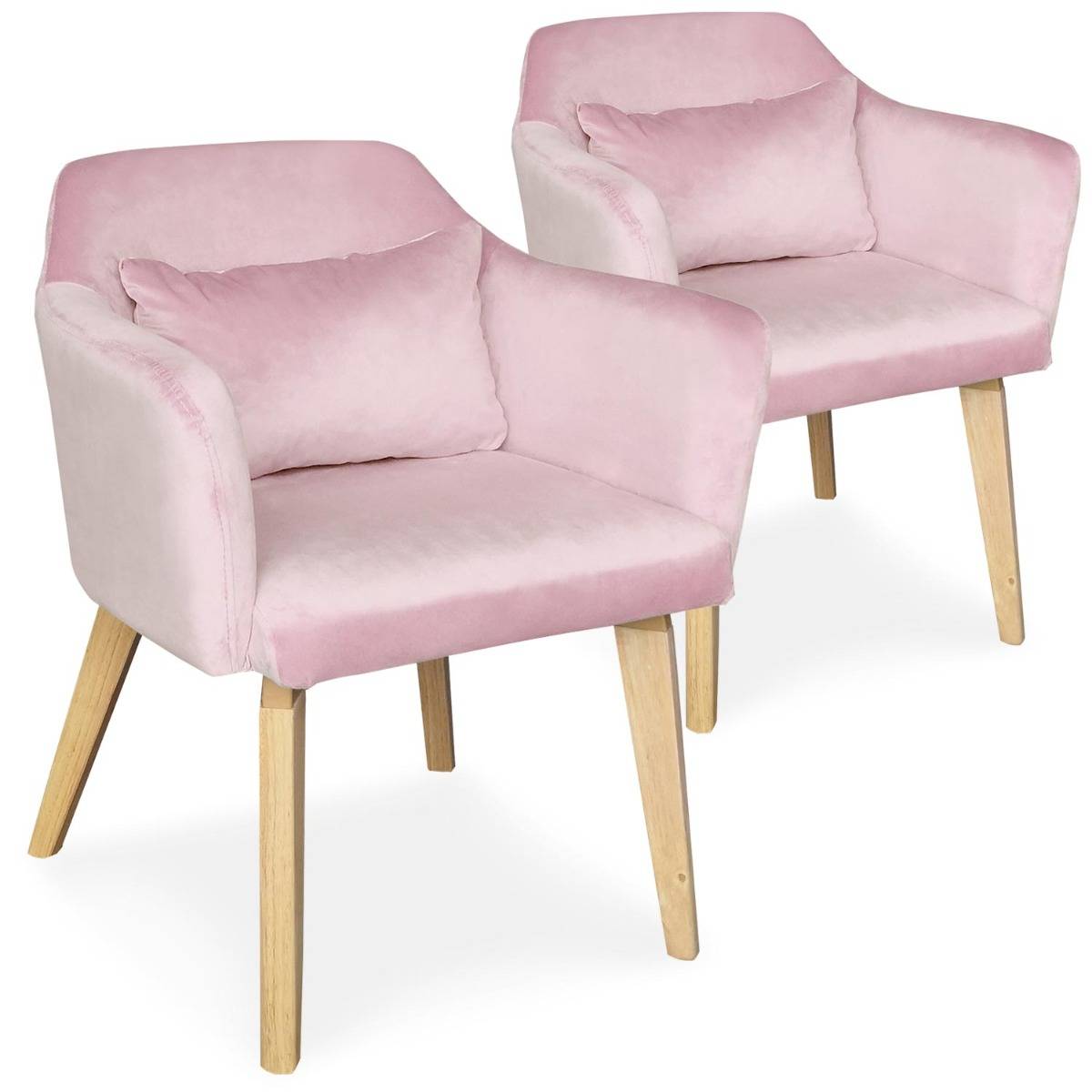 Set di 2 poltrone scandinave Gybson in velluto rosa