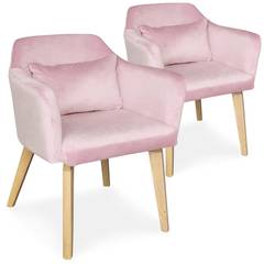 Gybson Set mit 2 Sesseln im skandinavischen Stil mit Samtbezug Rosa