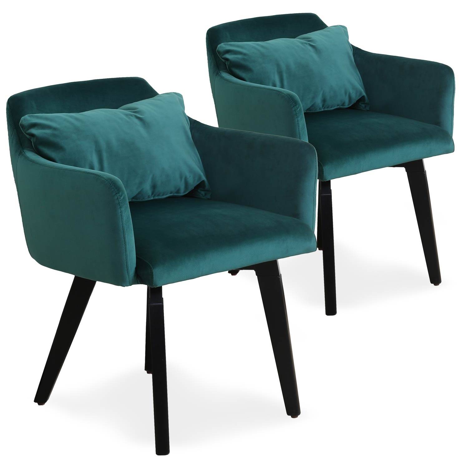 Set van 2 Gybson Groen Velvet Scandinavische fauteuils