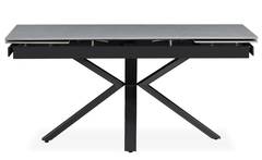 Harrisson uitschuifbare tafel 160-240cm Zwart metaal en grijs steeneffect keramiek