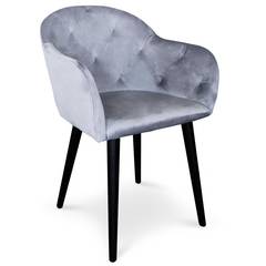 Honorine stoel / fauteuil van zilverkleurig fluweel