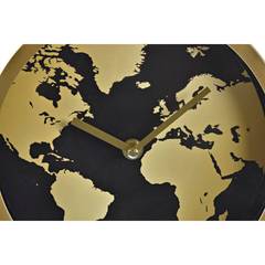 Horloge de table globe terrestre Cuddly Verre et Métal Noir et Or