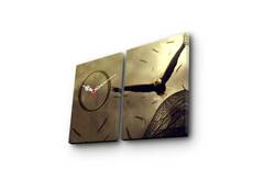 Horloge murale diptyque Eccentrici L60xH38cm Motif Aigle royal et gras de ciel