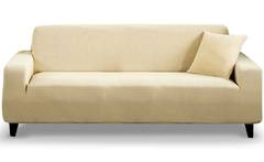 Decoprotect Cord 3-Sitzer Stretch Sofabezug Elfenbein