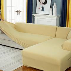 Decoprotect Cord 3-Sitzer Stretch Sofabezug Elfenbein