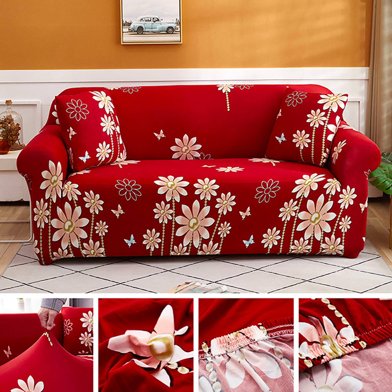 Housse de coussin extensible amovible pour canapé et fauteuil 1/2/3/4  places, motif papillon 3D, pour salon - AliExpress