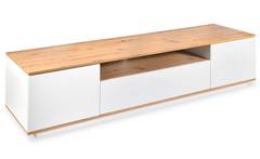 Mueble TV Iliade diseño lineal L180cm Madera clara y Blanco