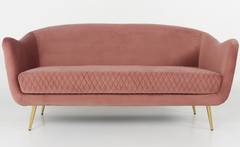 Sofa 3-zits Dalida Velvet Roze Gouden poten