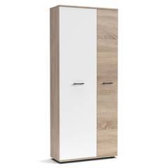 Moderner, platzsparender Kleiderschrank Irysel B80xH190cm Sonoma-Holz und Weiß