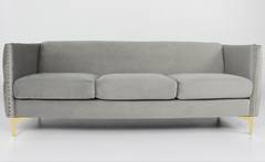 Joshua 3-Sitzer Sofa mit Samtbezug Silber