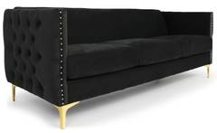 Joshua 3-Sitzer Sofa mit Samtbezug Schwarz