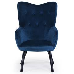 Scandinavische Klarys fauteuil van blauw fluweel