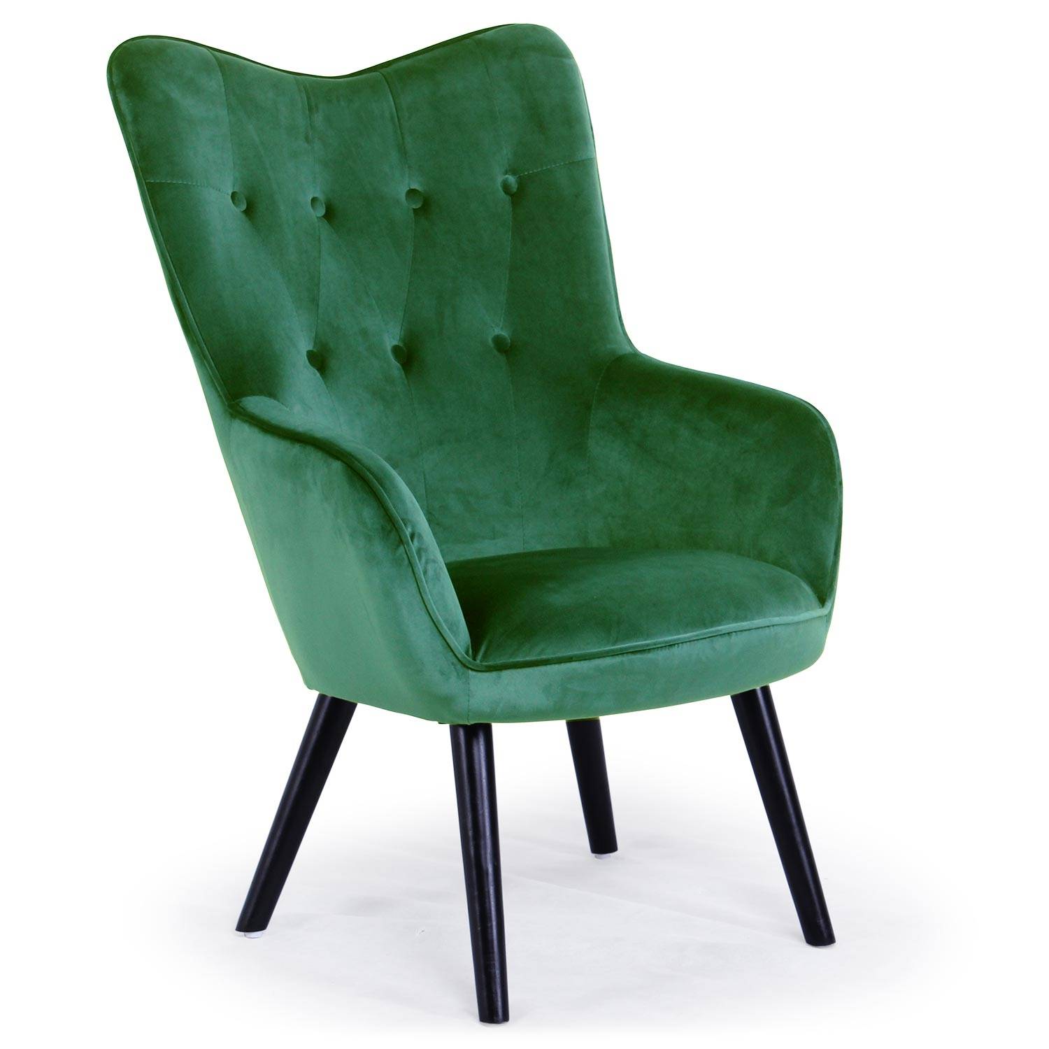 Scandinavische Klarys fauteuil van groen fluweel