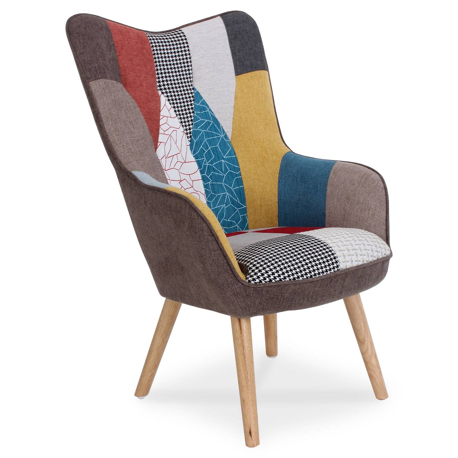 Scandinavische Klarys stoffen patchwork fauteuil