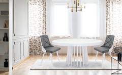 Set aus 6 skandinavischen Stühlen Lalix Weiß und Grau