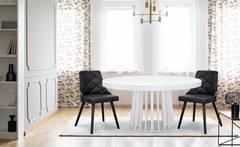 Set di 8 sedie scandinave Lalix in legno nero e similpelle nera