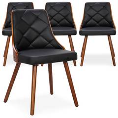 Set aus 4 skandinavischen Stühlen Lalix Holz Haselnuss und Schwarz