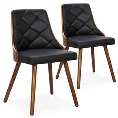 Set van 2 Lalix Scandinavische stoelen in hazelnoot en zwart hout