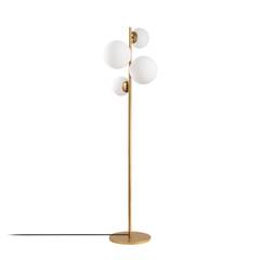 Stehleuchte mit 4 kugelförmigen Lampen Chaga H163cm Glas Weiß und Metall Gold