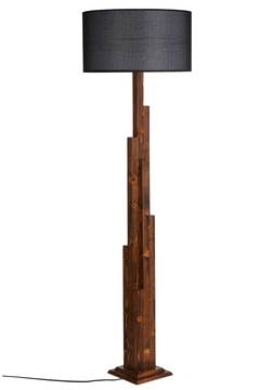 Lámpara de pie Abies H168cm Abeto natural y tela negra