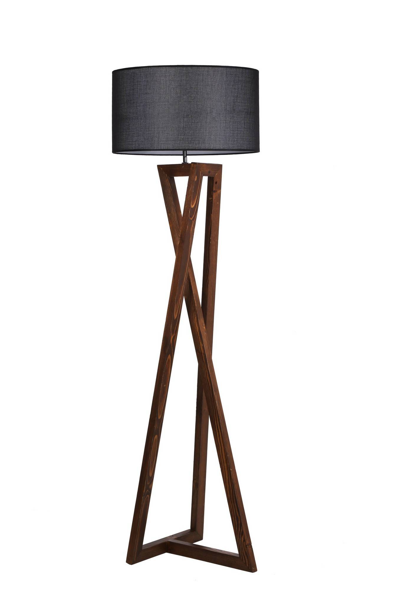 Ciol Vloerlamp H166cm Donker hout en zwarte stof